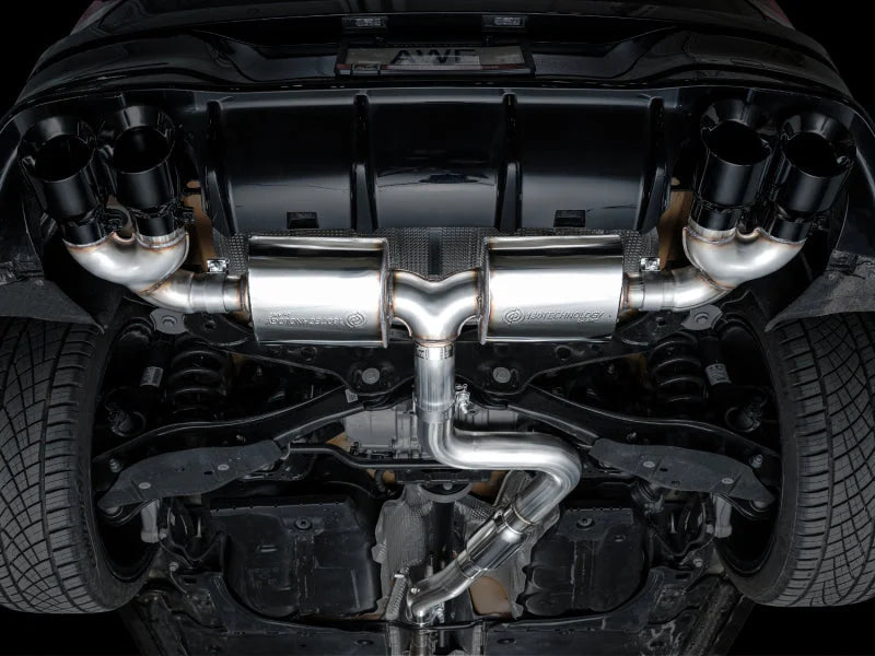 AWE MK8 Volkswagen Golf R 3in Touring Edition Quad Exhaust - Diamond Black Tips - Additional View 6