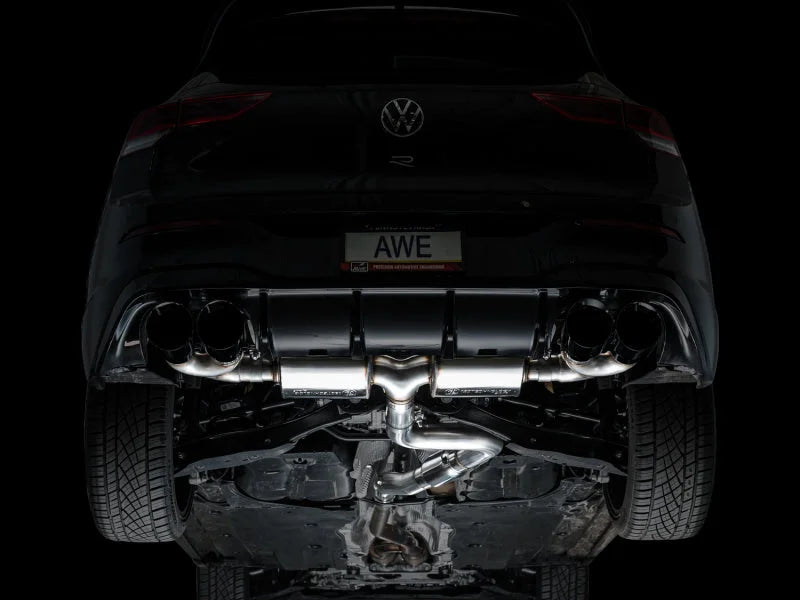 AWE MK8 Volkswagen Golf R 3in Touring Edition Quad Exhaust - Diamond Black Tips - Additional View 7