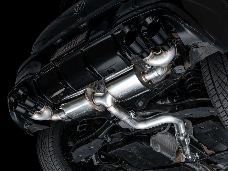 AWE MK8 Volkswagen Golf R 3in Touring Edition Quad Exhaust - Diamond Black Tips - Additional View 10