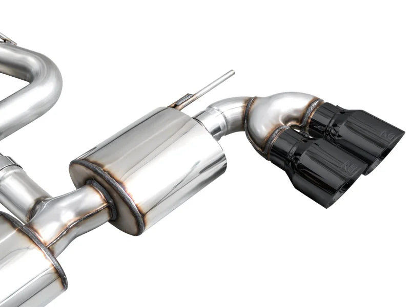AWE MK8 Volkswagen Golf R 3in Touring Edition Quad Exhaust - Diamond Black Tips - Additional View 11