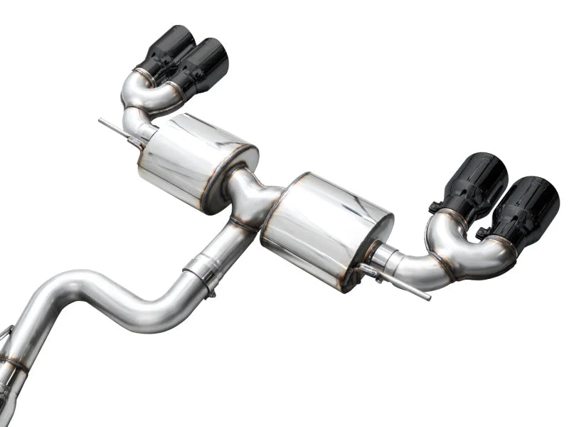 AWE MK8 Volkswagen Golf R 3in Touring Edition Quad Exhaust - Diamond Black Tips - Additional View 12