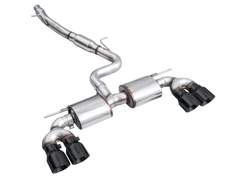 AWE MK8 Volkswagen Golf R 3in Touring Edition Quad Exhaust - Diamond Black Tips - Additional View 15