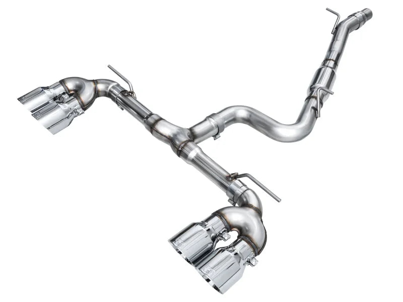 AWE MK8 Volkswagen Golf R 3in Track Edition Quad Exhaust - Chrome Silver Tips - Main Product View