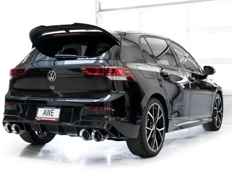 AWE MK8 Volkswagen Golf R 3in Track Edition Quad Exhaust - Chrome Silver Tips - Additional View 7