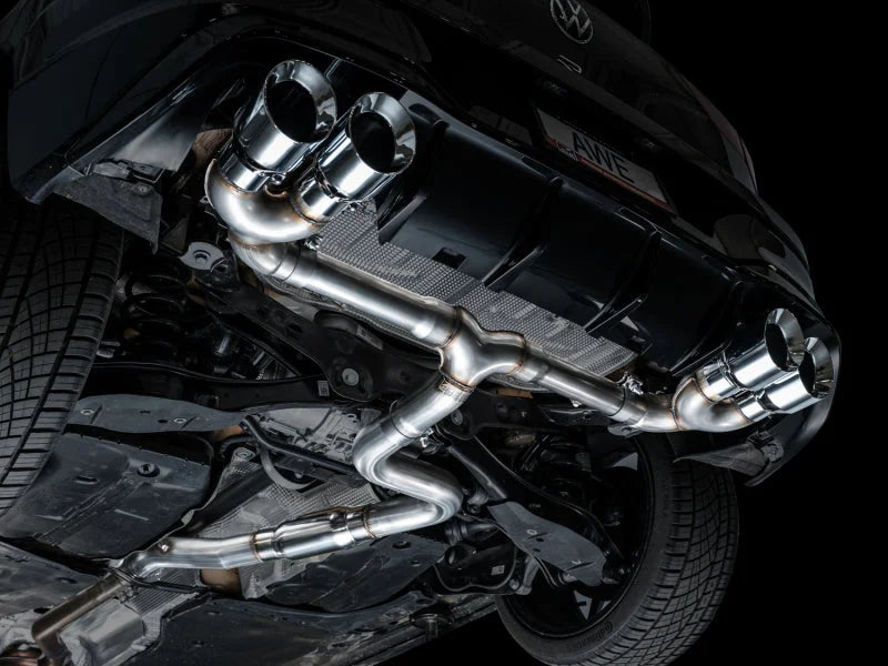 AWE MK8 Volkswagen Golf R 3in Track Edition Quad Exhaust - Chrome Silver Tips - Additional View 10
