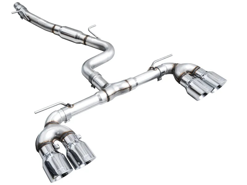 AWE MK8 Volkswagen Golf R 3in Track Edition Quad Exhaust - Chrome Silver Tips - Additional View 11