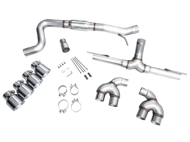 AWE MK8 Volkswagen Golf R 3in Track Edition Quad Exhaust - Chrome Silver Tips - Additional View 13