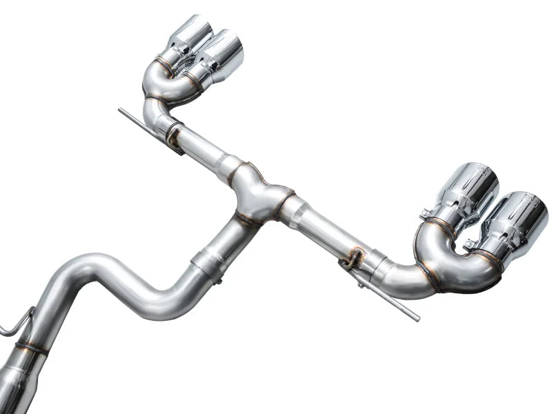 AWE MK8 Volkswagen Golf R 3in Track Edition Quad Exhaust - Chrome Silver Tips - Additional View 14