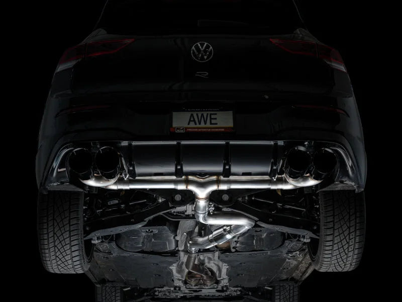AWE MK8 Volkswagen Golf R 3in Track Edition Quad Exhaust - Diamond Black Tips - Additional View 5