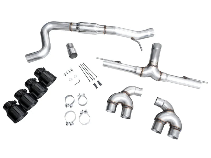 AWE MK8 Volkswagen Golf R 3in Track Edition Quad Exhaust - Diamond Black Tips - Additional View 11