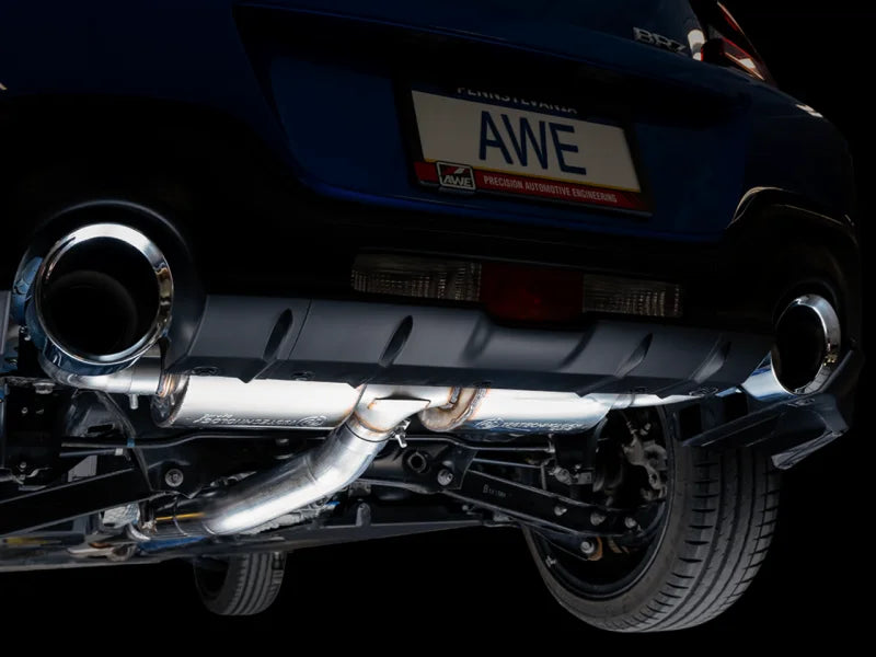 AWE Subaru BRZ/ Toyota GR86/ Toyota 86 Touring Edition Cat-Back Exhaust- Chrome Silver Tips - Side View