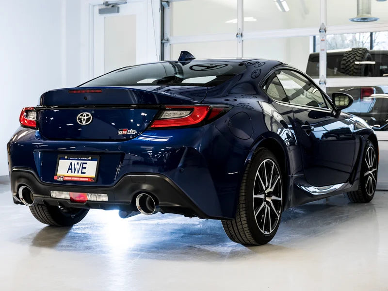 AWE Subaru BRZ/ Toyota GR86/ Toyota 86 Touring Edition Cat-Back Exhaust- Chrome Silver Tips - Back View