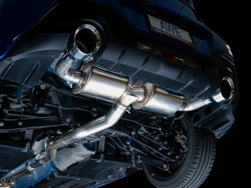 AWE Subaru BRZ/ Toyota GR86/ Toyota 86 Touring Edition Cat-Back Exhaust- Chrome Silver Tips - Installation View
