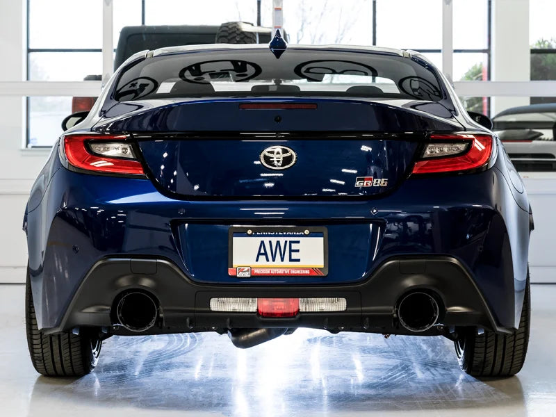 AWE Subaru BRZ/ Toyota GR86/ Toyota 86 Touring Edition Cat-Back Exhaust- Diamond Black Tips - Side View