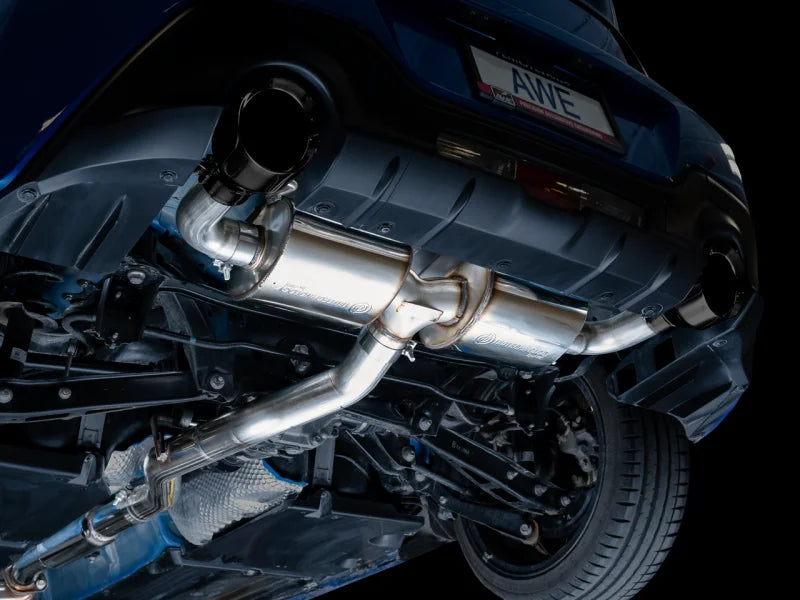 AWE Subaru BRZ/ Toyota GR86/ Toyota 86 Touring Edition Cat-Back Exhaust- Diamond Black Tips - Back View