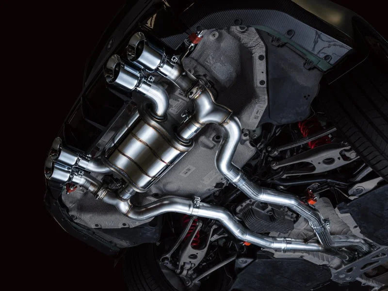 AWE SwitchPath Catback Exhaust for BMW G8X M3/M4 - Chrome Silver Tips - Side View
