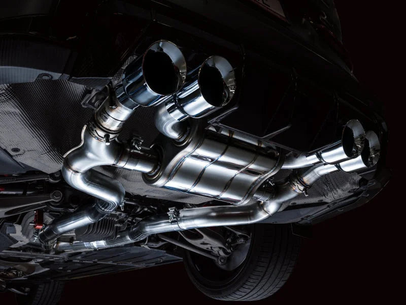 AWE SwitchPath Catback Exhaust for BMW G8X M3/M4 - Chrome Silver Tips - Installation View