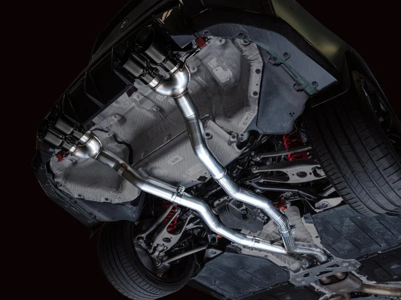 AWE Track Edition Catback Exhaust for BMW G8X M3/M4 - Diamond Black Tips - Side View