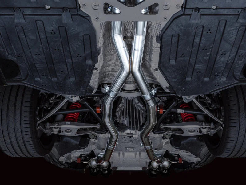 AWE Track Edition Catback Exhaust for BMW G8X M3/M4 - Diamond Black Tips - Installation View