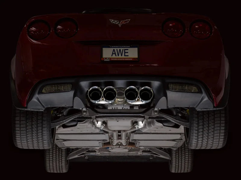 AWE Tuning 05-07 C6 Chevrolet Corvette 6.0L Track Edition Axle-Back Exhaust w/ Chrome Silver Tips - Installation View