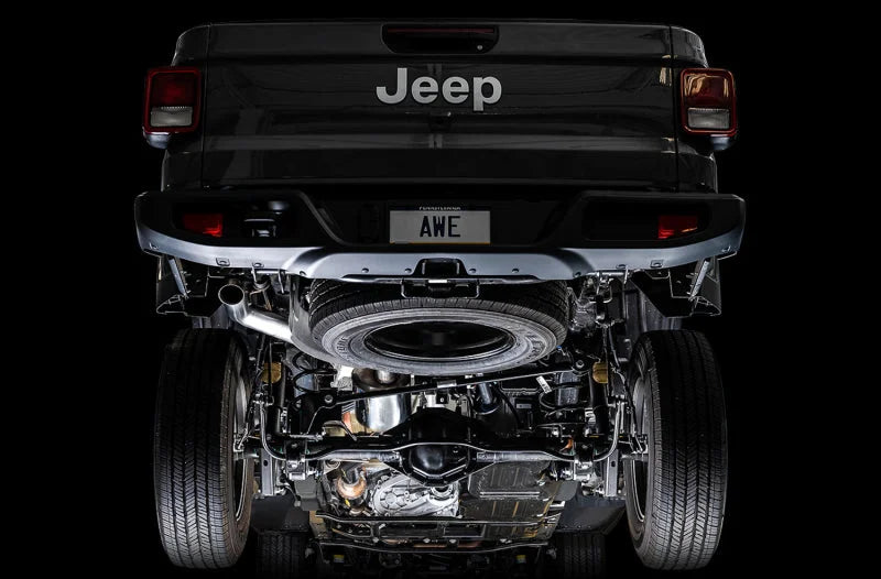 AWE Tuning 07-18 Jeep Wrangler JK/JKU 3.6L Trail Edition Cat-Back Exhaust - Installation View
