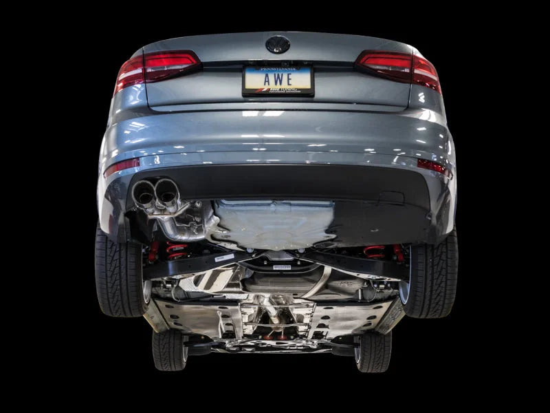 AWE Tuning 09-14 Volkswagen Jetta Mk6 1.4T Track Edition Exhaust - Chrome Silver Tips - Back View