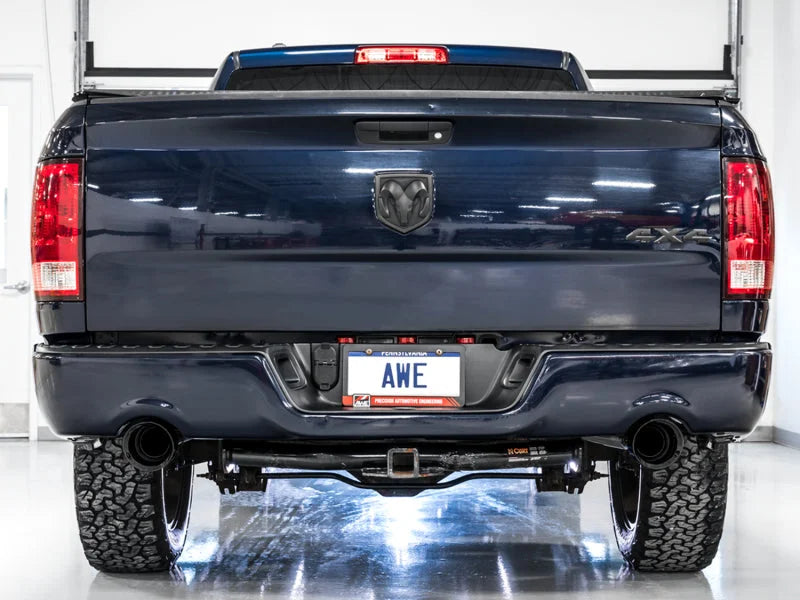 AWE Tuning 09-18 RAM 1500 5.7L (w/Cutouts) 0FG Dual Rear Exit Cat-Back Exhaust - Diamond Black Tips - Side View