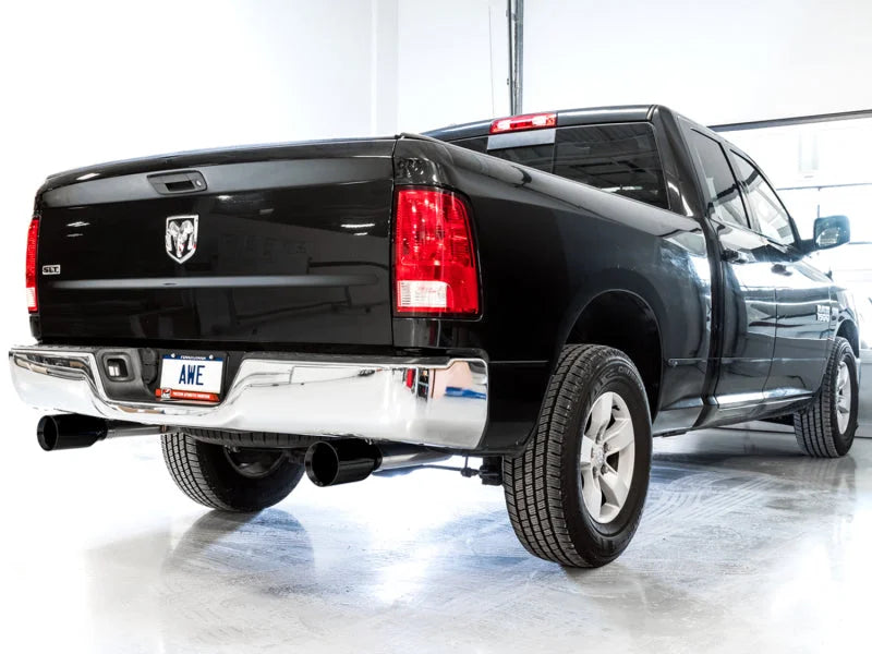 AWE Tuning 09-18 RAM 1500 5.7L (w/o Cutout) 0FG Dual Rear Exit Cat-Back Exhaust - Diamond Black Tips - Back View