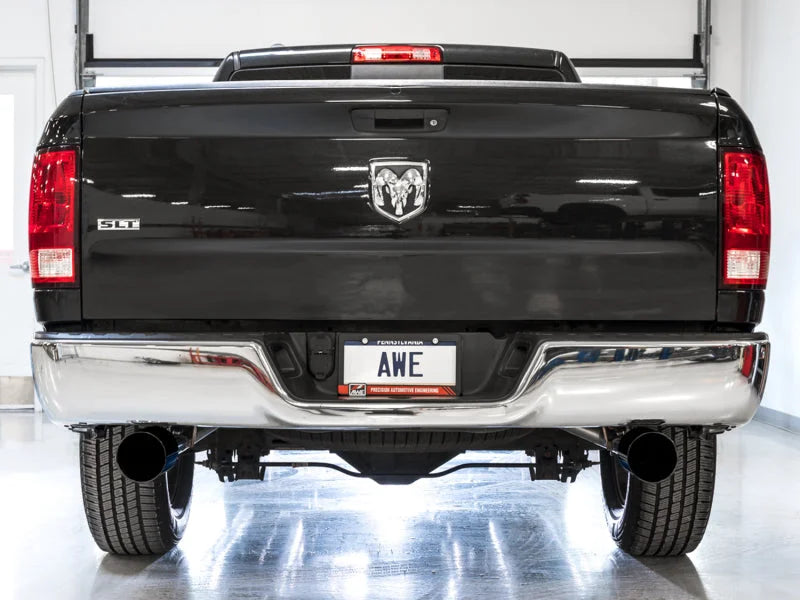 AWE Tuning 09-18 RAM 1500 5.7L (w/o Cutout) 0FG Dual Rear Exit Cat-Back Exhaust - Diamond Black Tips - Installation View
