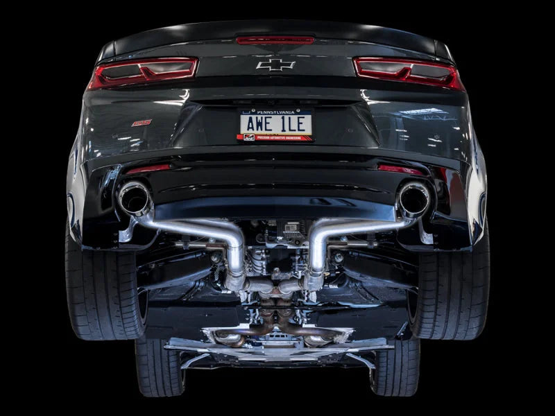 AWE Tuning 16-19 Chevrolet Camaro SS Axle-back Exhaust - Track Edition (Chrome Silver Tips) - Back View