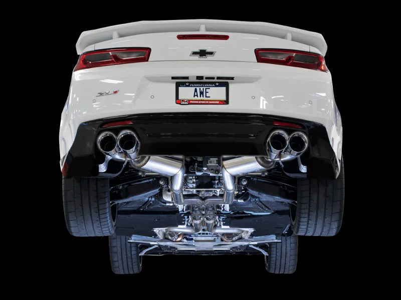 AWE Tuning 16-19 Chevy Camaro SS Res Cat-Back Exhaust -Touring Edition (Quad Chrome Silver Tips) - Side View