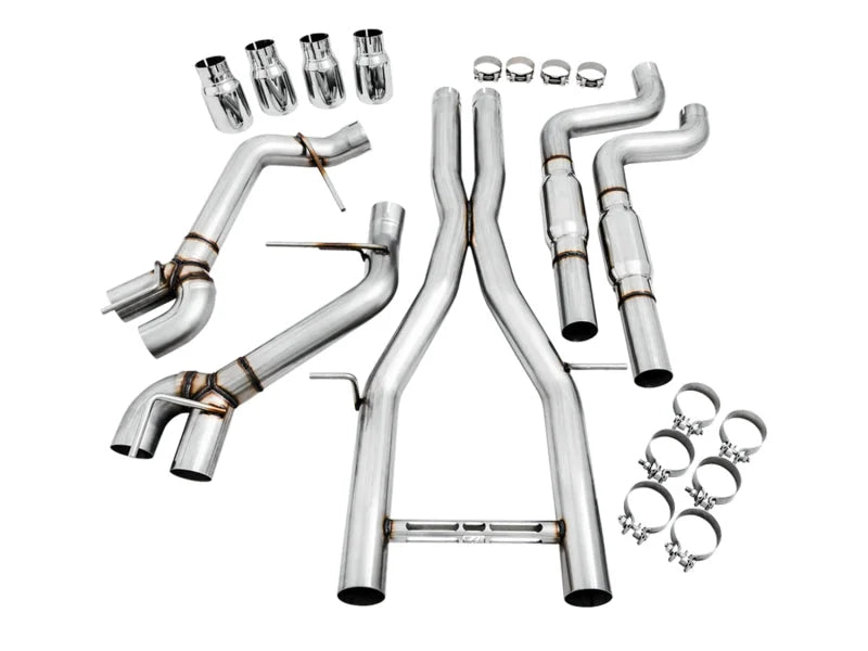 AWE Tuning 16-19 Chevy Camaro SS Resonated Cat-Back Exhaust -Track Edition (Quad Chrome Silver Tips) - Side View