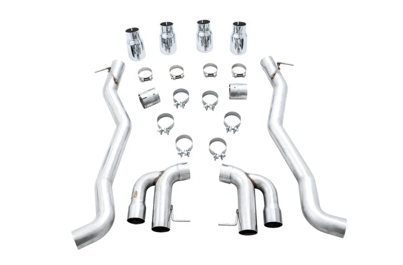 AWE Tuning 18-19 BMW M5 (F90) 4.4T AWD Axle-back Exhaust - Track Edition (Chrome Silver Tips) - Back View