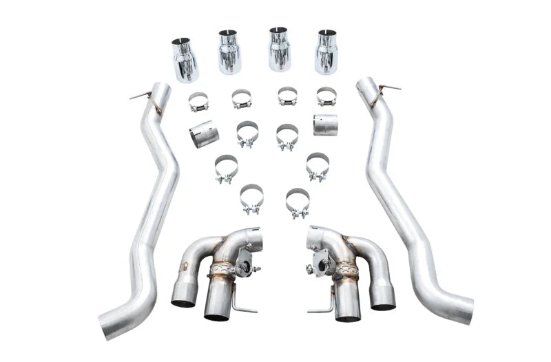 AWE Tuning 18-19 BMW M5 (F90) 4.4T AWD SwitchPath Axle-back Exhaust - Chrome Silver Tips - Main Product View