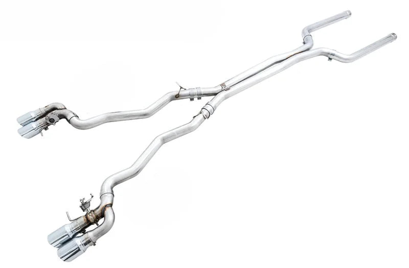 AWE Tuning 18-19 BMW M5 (F90) 4.4T AWD SwitchPath Cat-back Exhaust - Chrome Silver Tips - Main Product View