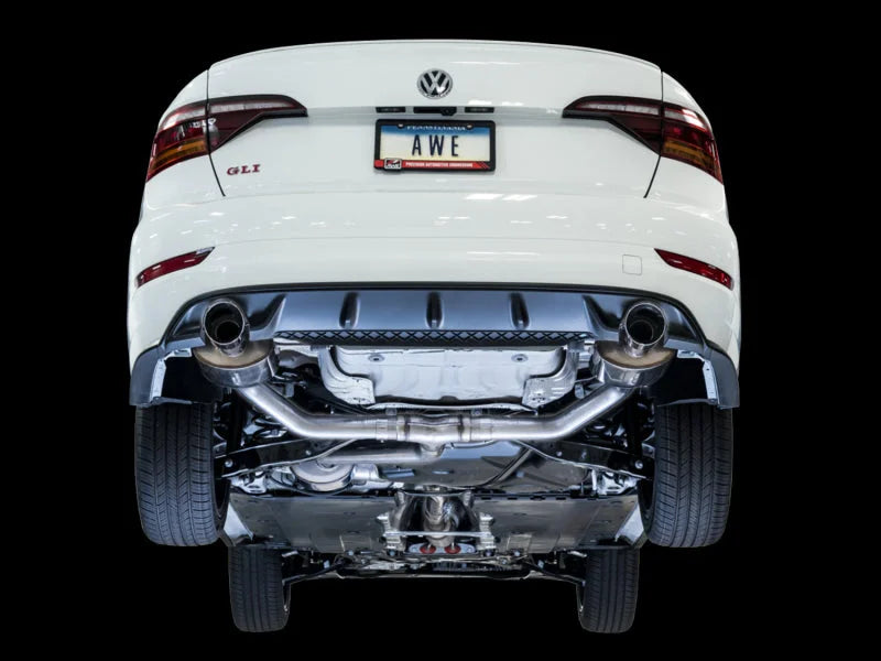AWE Tuning 18-21 Volkswagen Jetta GLI Mk7 Touring Exhaust - Chrome Silver Tips (Fits High-Flow DP) - Side View