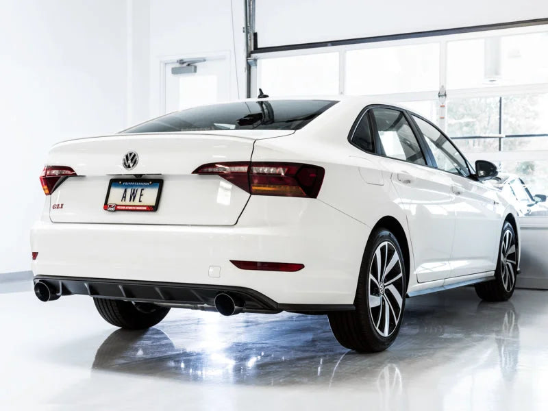 AWE Tuning 18-21 Volkswagen Jetta GLI Mk7 Touring Exhaust - Diamond Black Tips (Fits High-Flow DP) - Back View