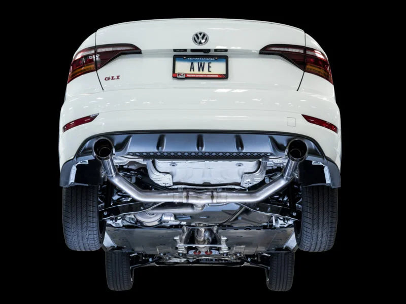 AWE Tuning 18-21 Volkswagen Jetta GLI Mk7 Track Exhaust - Diamond Black Tips (Fits High-Flow DP) - Side View
