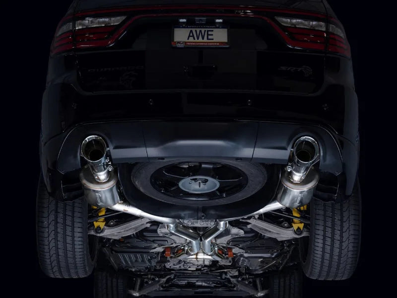 AWE Tuning 18-23 Dodge Durango SRT & Hellcat Touring Edition Exhaust - Chrome Silver Tips - Installation View