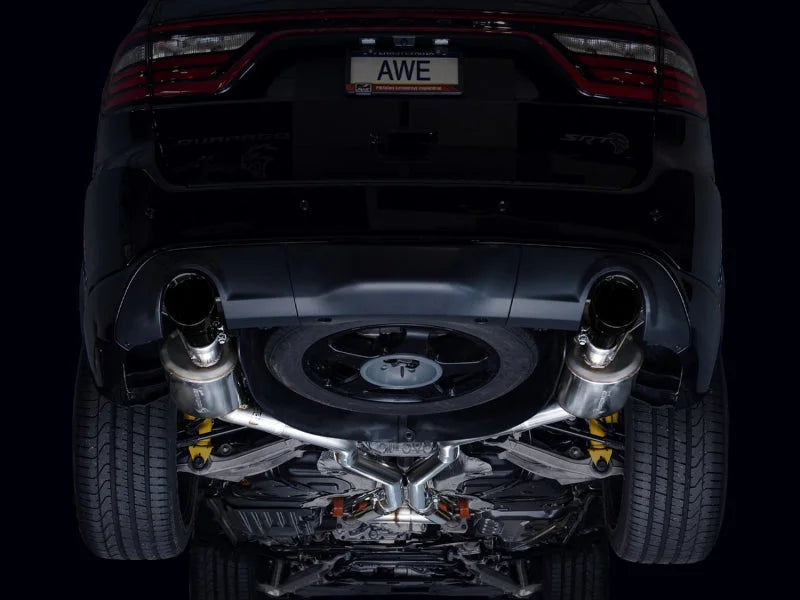 AWE Tuning 18-23 Dodge Durango SRT & Hellcat Touring Edition Exhaust - Diamond Black Tips - Installation View