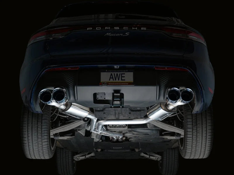 AWE Tuning 19-21 Porsche Macan 3.0T/2.9TT Touring Edition Catback Exhaust w/ Chrome Silver Tips - Side View