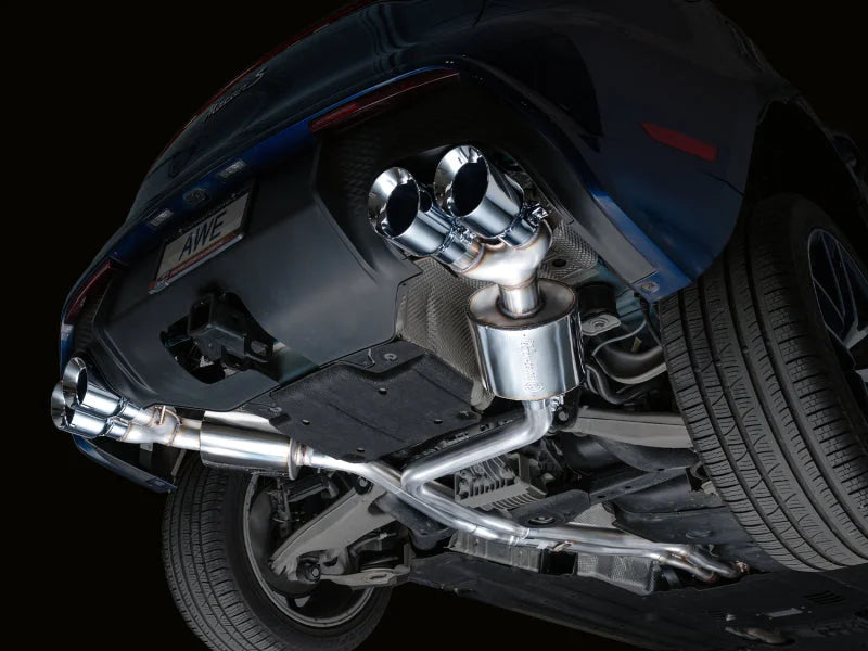 AWE Tuning 19-21 Porsche Macan 3.0T/2.9TT Touring Edition Catback Exhaust w/ Chrome Silver Tips - Back View