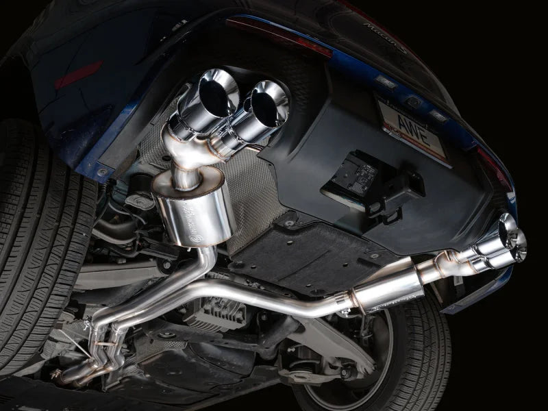 AWE Tuning 19-21 Porsche Macan 3.0T/2.9TT Touring Edition Catback Exhaust w/ Chrome Silver Tips - Installation View
