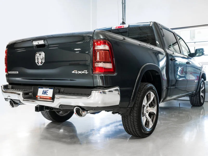 AWE Tuning 19-21 RAM 1500 5.7L (w/Cutouts) 0FG Dual Rear Exit Cat-Back Exhaust - Chrome Silver Tips - Additional View 5