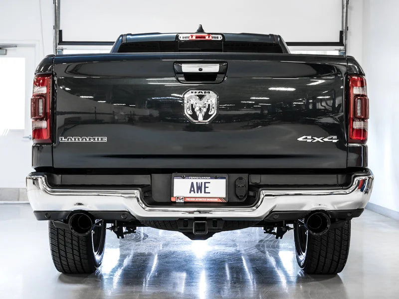 AWE Tuning 19-21 RAM 1500 5.7L (w/Cutouts) 0FG Dual Rear Exit Cat-Back Exhaust - Diamond Black Tips - Additional View 5