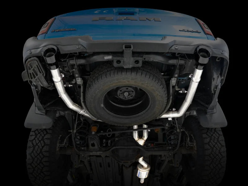 AWE Tuning 19-21 RAM 1500 5.7L (w/Cutouts) 0FG Dual Rear Exit Cat-Back Exhaust - Diamond Black Tips - Additional View 8