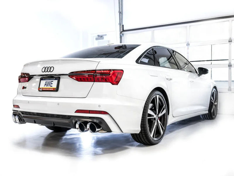 AWE Tuning 19-23 Audi C8 S6/S7 2.9T V6 AWD Track Edition Exhaust - Chrome Silver Tips - Additional View 5