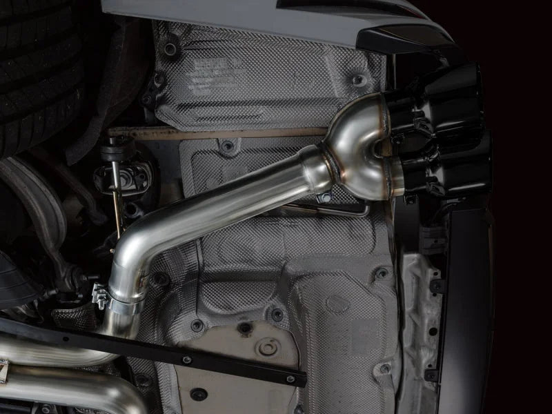 AWE Tuning 19-23 Audi C8 S6/S7 2.9T V6 AWD Track Edition Exhaust - Diamond Black Tips - Back View