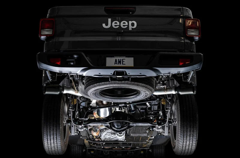 AWE Tuning 20-21 Jeep Gladiator JT 3.6L Tread Edition Cat-Back Dual Exhaust - Diamond Black Tip - Additional View 9