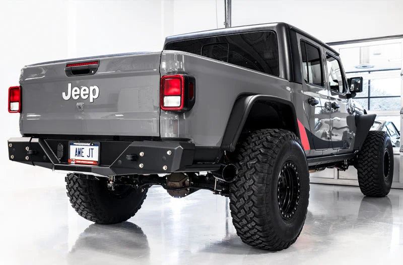 AWE Tuning 20-21 Jeep Gladiator JT 3.6L Tread Edition Cat-Back Dual Exhaust - Diamond Black Tip - Additional View 14